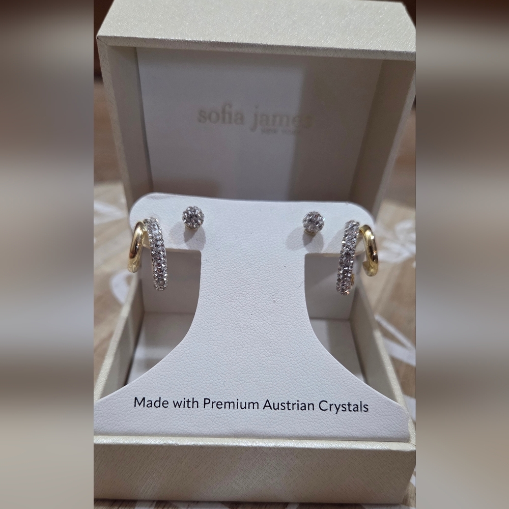 Sofia James Austrian Crystal Earrings 2 Pair Set